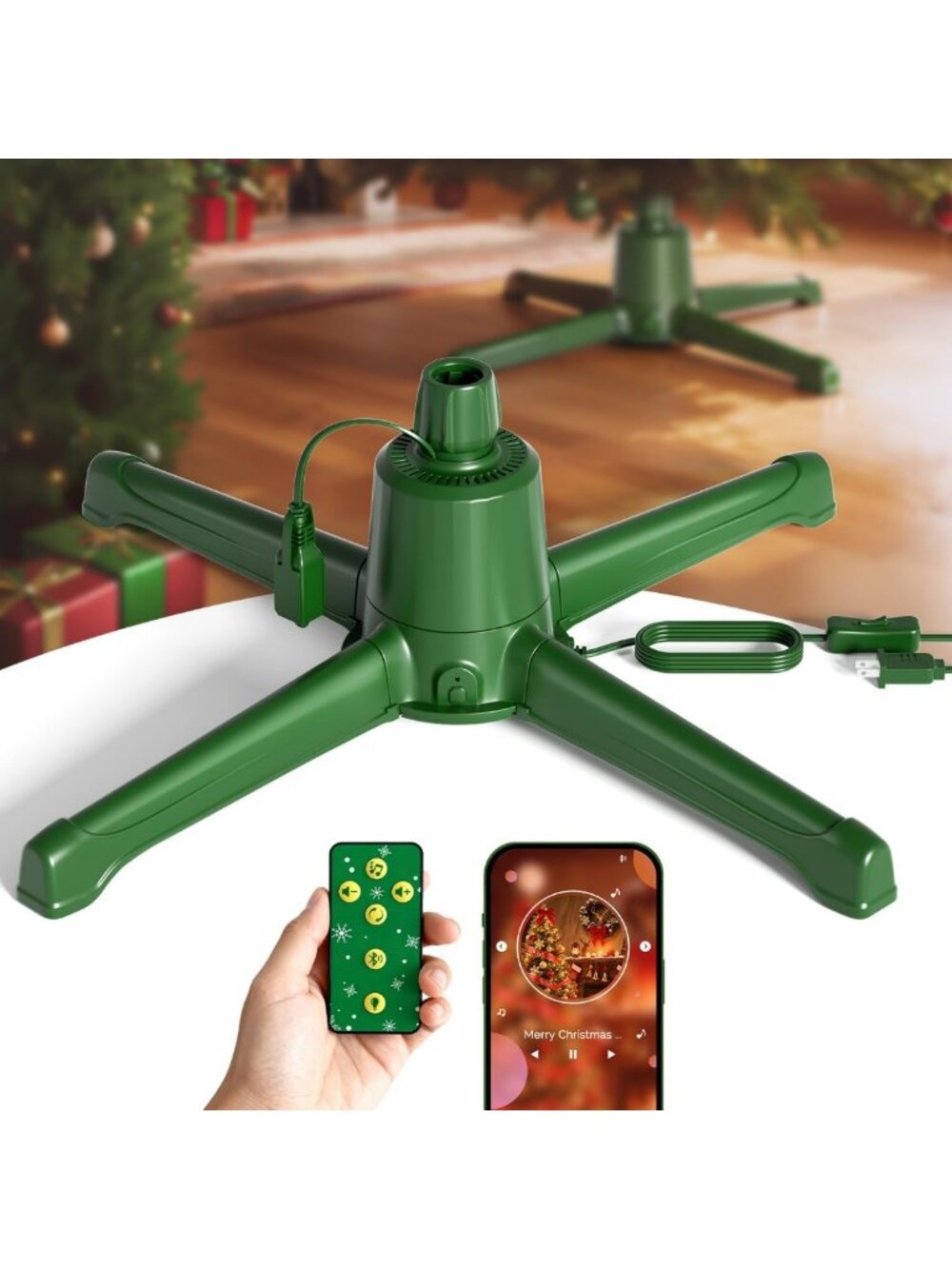 Musical Rotating Christmas Tree Stand with Remote for 9ft Trees